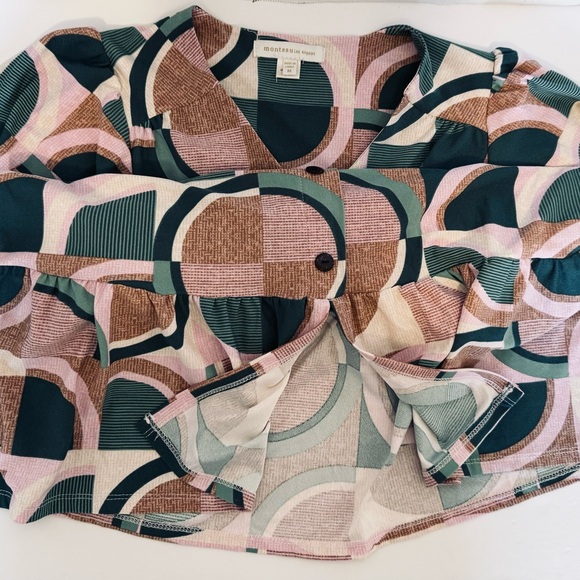 Monteau Los Angeles Retro Midi Dress Button Fron Size Medium Geometric Design - Picture 15 of 16